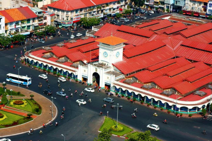 Overview Ben Thanh Market, Ho Chi Minh, Vietnam